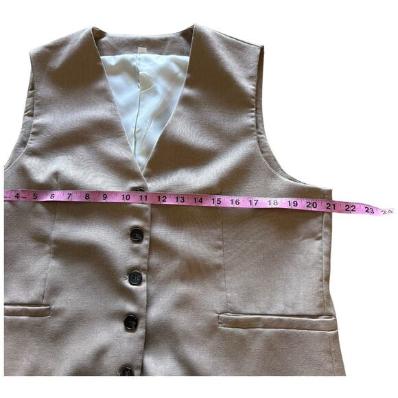 Women’s Suit Vest Waistcoat Classic Tan Beige Old Money Minimalist Sleeveless L - Picture 7 of 7